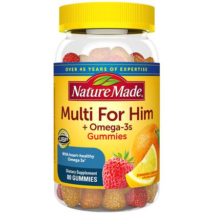 Multivitamin for Him + Omega-3 Gummies (80 Gummies)