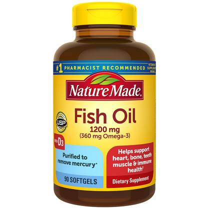 Fish Oil 1200 mg with Vitamin D 25 mcg (1000 IU) Softgels