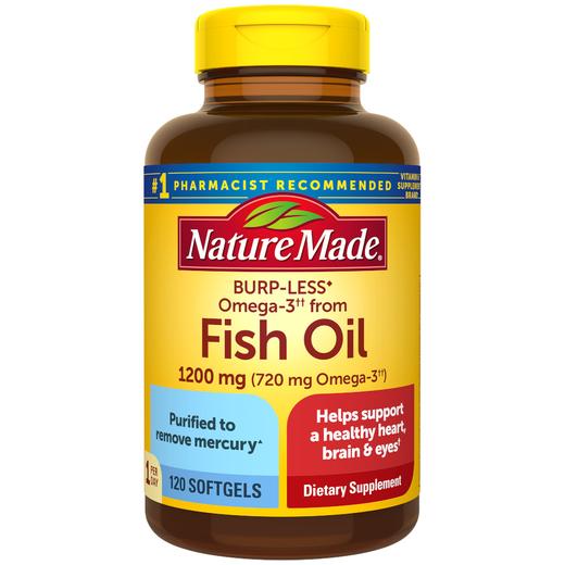 Burp-Less Omega-3 From Fish Oil 1200 mg Softgels, One Per Day