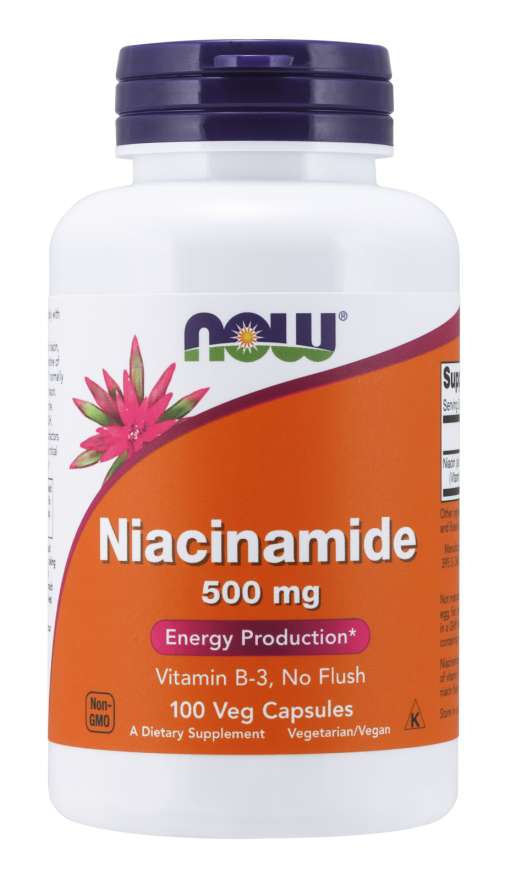 NOW Supplements, Niacinamide (Vitamin B-3) 500 mg, Energy Production*, 100 Veg Capsules