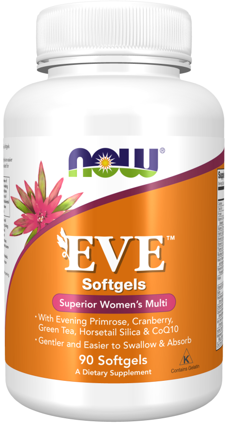 NOW Supplements, Eve™ Women's Multivitamin with Evening Primrose, Cranberry, Green Tea, Horsetail Silica & CoQ10, 90 Softgels