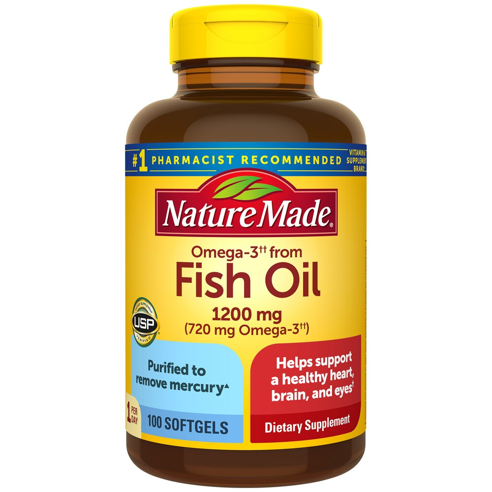 Nature Made Omega 3 Fish Oil 1200 mg Softgels, One Per Day, 100 CT