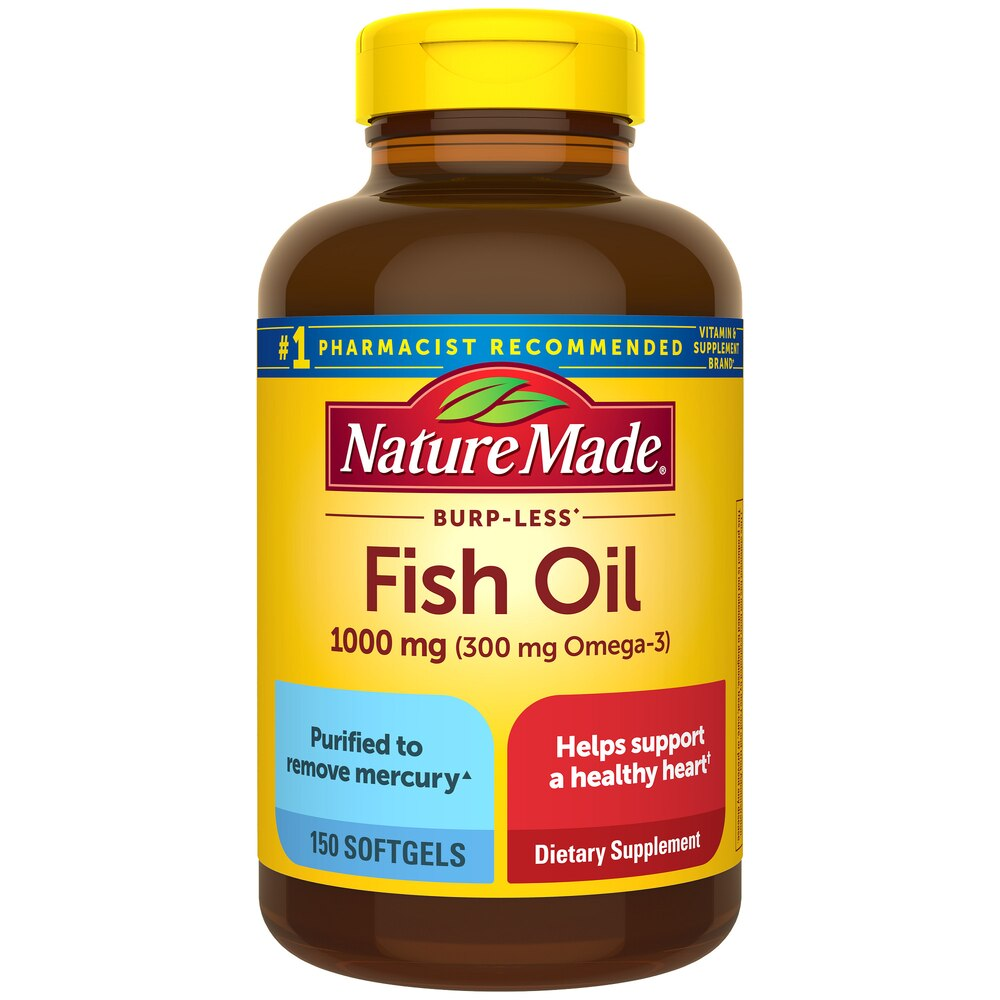 Nature Made Burp Less Fish Oil 1000 mg Softgels, 150 CT