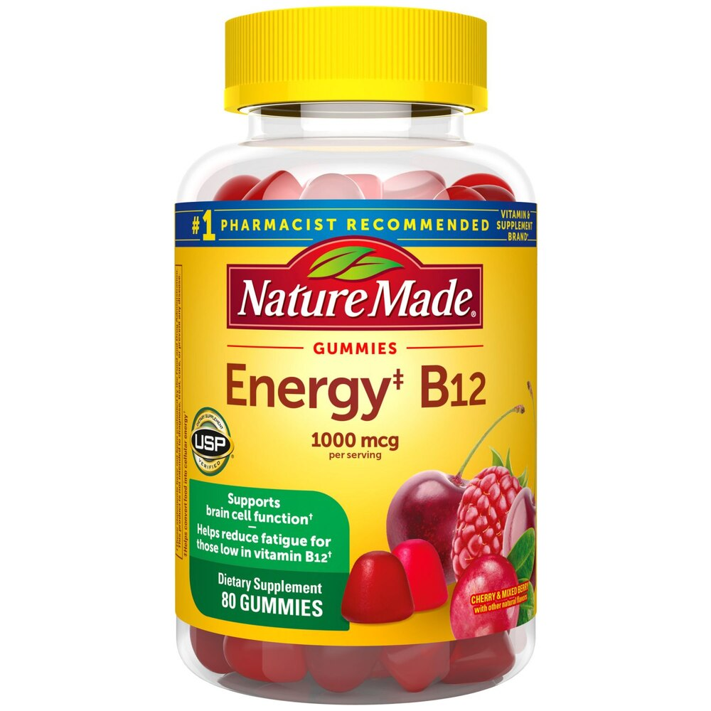 Nature Made Energy B12 1000 mcg Gummies, Cherry & Mixed Berry, 80 CT