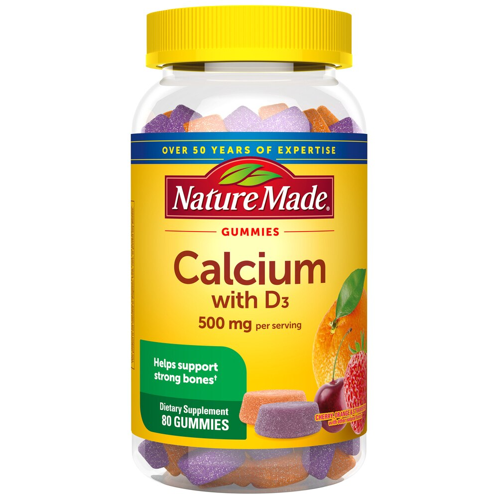 Nature Made Calcium 500 mg with Vitamin D3 Gummies, 80 CT