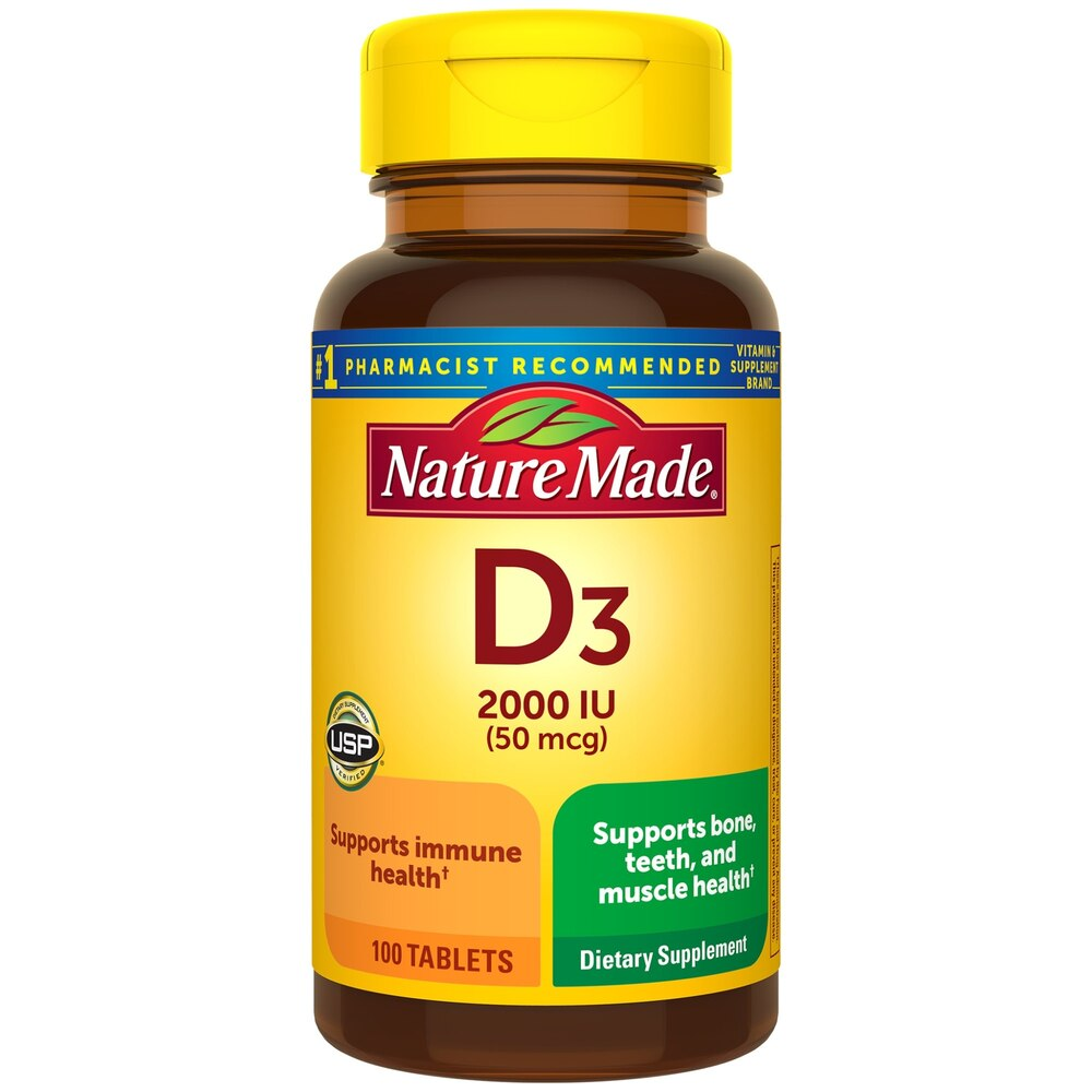 Nature Made Vitamin D3 Tablets, 2000 IU (50 mcg), 100 CT