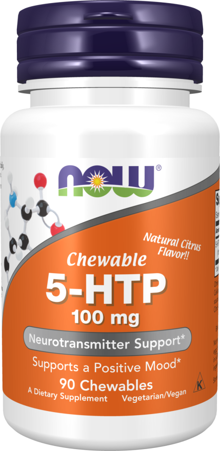 NOW Supplements, 5-HTP (5-hydroxytryptophan) 100 mg, Neurotransmitter Support*, 90 Chewables