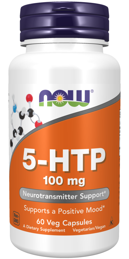 NOW Supplements, 5-HTP (5-hydroxytryptophan) 100 mg, Neurotransmitter Support*, 60 Veg Capsules