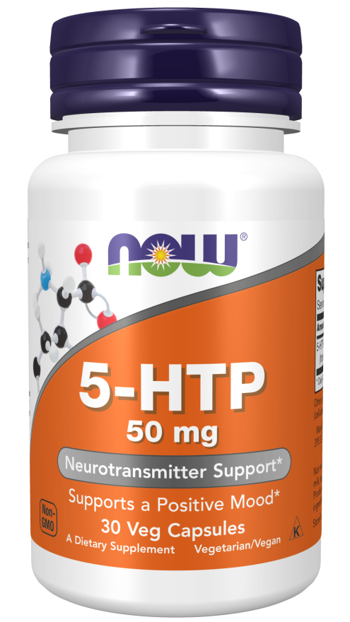 NOW Supplements, 5-HTP (5-hydroxytryptophan) 50 mg, Neurotransmitter Support*, 30 Veg Capsules