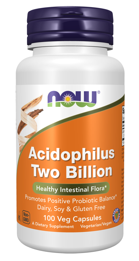 NOW Supplements, Acidophilus, Two Billion, Strain Verified, Healthy Intestinal Flora*, 100 Veg Capsules