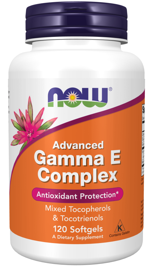 NOW Supplements, Advanced Gamma E Complex, Mixed Tocopherols & Tocotrienols, Antioxidant Protection*, 120 Softgels