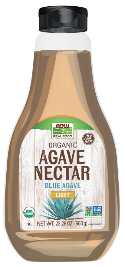 NOW Foods, Certified Organic Light Agave Nectar, Blue Agave, Certified Non-GMO, Low-Glycemic Sweetener, Kosher, 23.2-Ounce