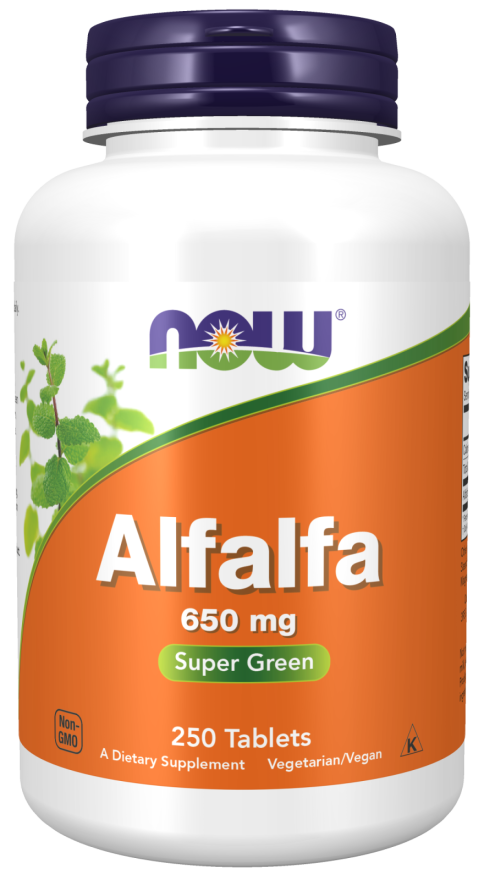 NOW Supplements, Alfalfa 650 mg source of Vitamin K, Green Superfoods, 250 Tablets