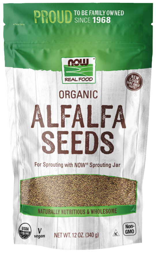 NOW Foods, Organic Alfalfa Seeds For Sprouting, Grown in the USA, Certified Non-GMO, 12-Ounce (Packaging May Vary)