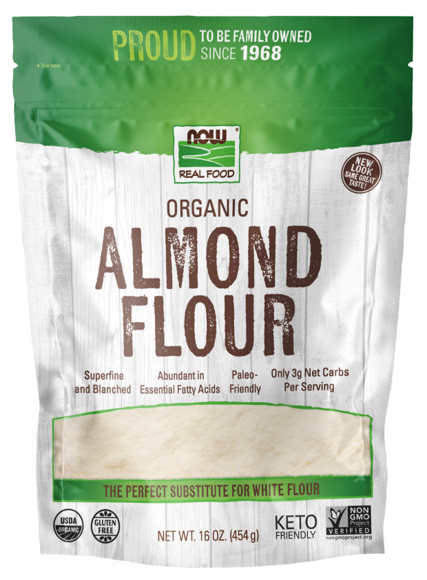 NOW Foods, Organic Almond Flour, Superfine, Blanched, Certified Non-GMO, 16-Ounce (Packaging May Vary)