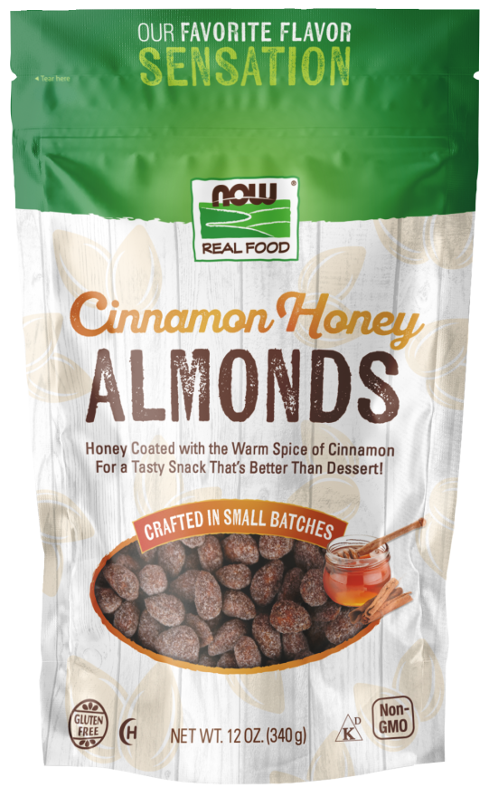 NOW Foods, Cinnamon Honey Coated Almonds, Crafted in Small Batches, 12-Ounce (340 g)