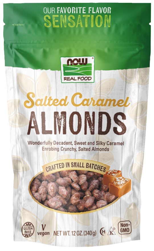 NOW Foods, Salted Caramel Almonds, Dry Roasted, Crafted in Small Batches, 12-Ounce (340 g)