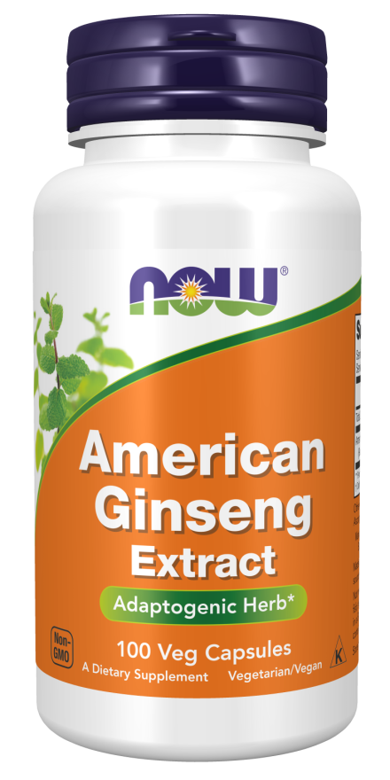 NOW Foods American Ginseng Extract, Adaptogenic Herb, 100 Veg Capsules