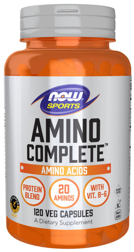 NOW Sports Nutrition, Amino Complete™, Protein Blend With 20 Aminos and B-6, 120 Veg Capsules