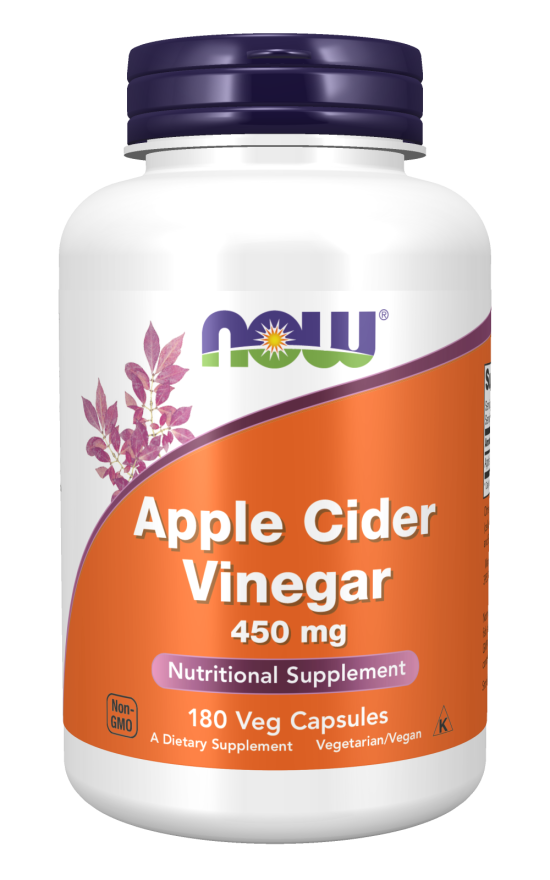 NOW Foods, Apple Cider Vinegar 450 mg, Derived from Fermentation of Sweet Apple Cider, 180 Veg Capsules