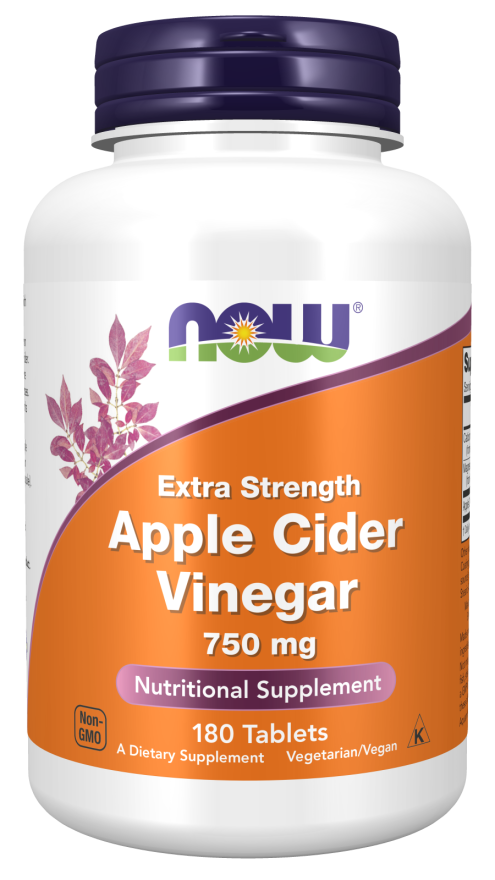 NOW Foods, Apple Cider Vinegar 750 mg, from Fermentation of Sweet Apple Cider, Extra Strength, 180 Tablets