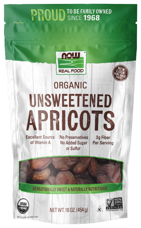 NOW Foods, Organic Dried Apricots, Unsweetened, No Preservatives, Added Sugar or Sulfur, 16-Ounce (Packaging May Vary)