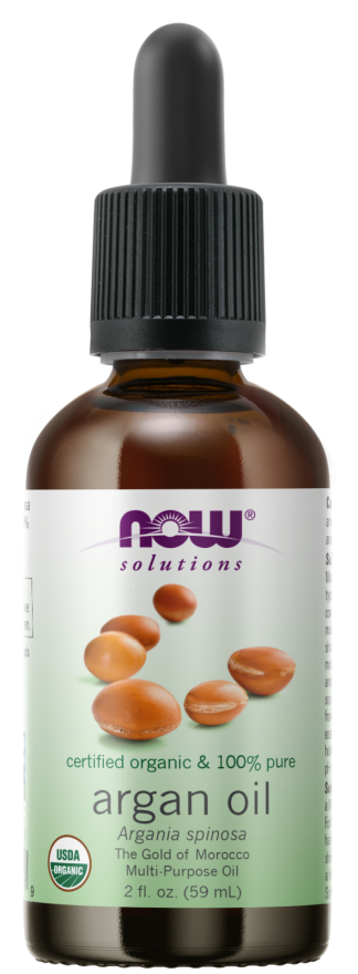 NOW Solutions, Organic Argan Oil, Certified Organic and 100% Pure, "Gold of Morocco" Multi-Purpose Oil, 2-Ounce