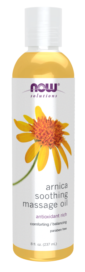 NOW Solutions, Arnica Soothing Massage Oil, Therapeutic and Soothing on Sore, Achy Muscles, 8-Ounce