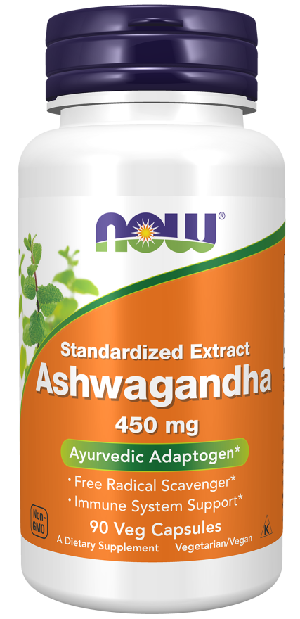 NOW Supplements, Ashwagandha (Withania somnifera) 450 mg (Standardized Extract) for Immune Support, 90 Veg Capsules