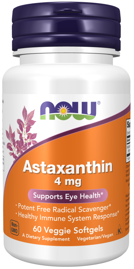 NOW Supplements, Astaxanthin 4 mg, features Zanthin®, Supports Eye Health*, 60 Veg Softgels