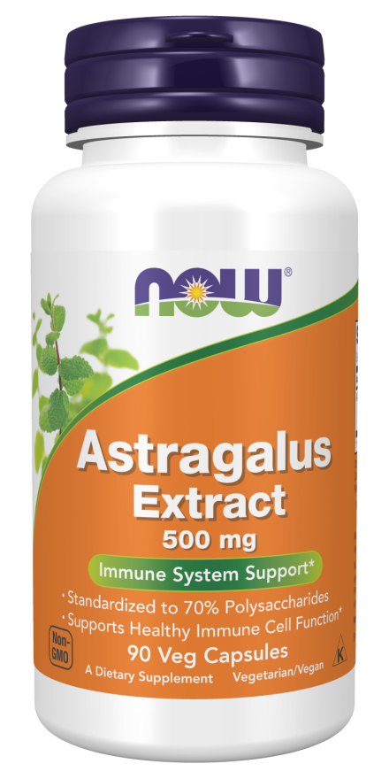 NOW Immune Support Supplements, Astragalus Extract 500 mg (Standardized to 70% Polysaccharides), 90 Veg Capsules