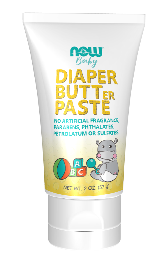 NOW Baby, Diaper Butter Paste, Fragrance Free, No Artificial Fragrance, Parabens, Phthalates, or Petrolatum, 2-Ounce