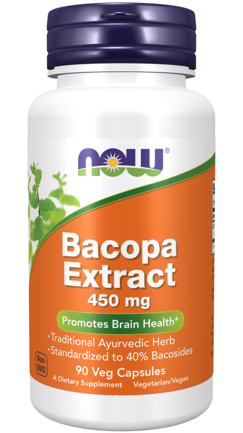NOW Supplements, Bacopa Extract (Bacopa monnieri) 450 mg, Promotes Brain Health*, 90 Veg Capsules