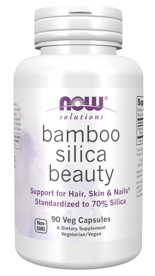 NOW Solutions, Bamboo Silica Beauty, Support for Hair, Skin & Nails, Standardized to 70% Silica, 90 Veg Capsules