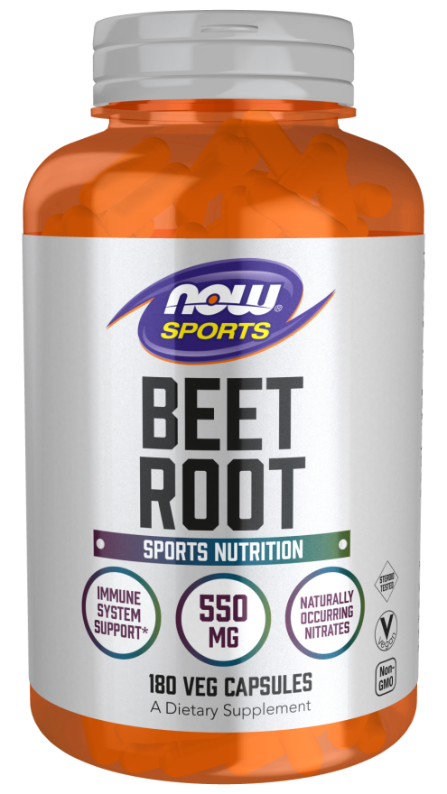 Roll over image to zoom in NOW Sports, Beet Root Veg, Sports Nutrition, Immune System Support*, 550 MG, Naturally Occurring Nitrates, 180 Veg Capsules