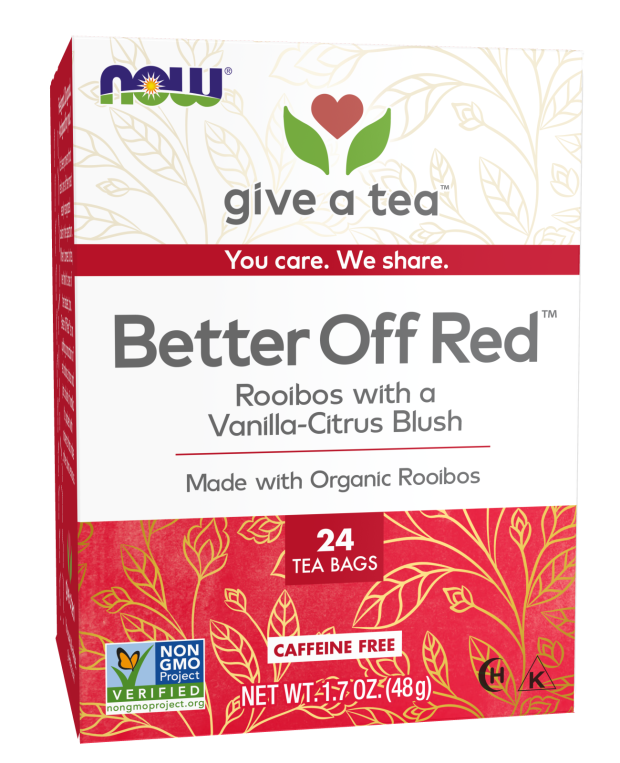 NOW Foods Give a Tea™ Better off Red™ Rooibos Tea with a Vanilla-Citrus Blush, Caffeine-Free, 24 bags