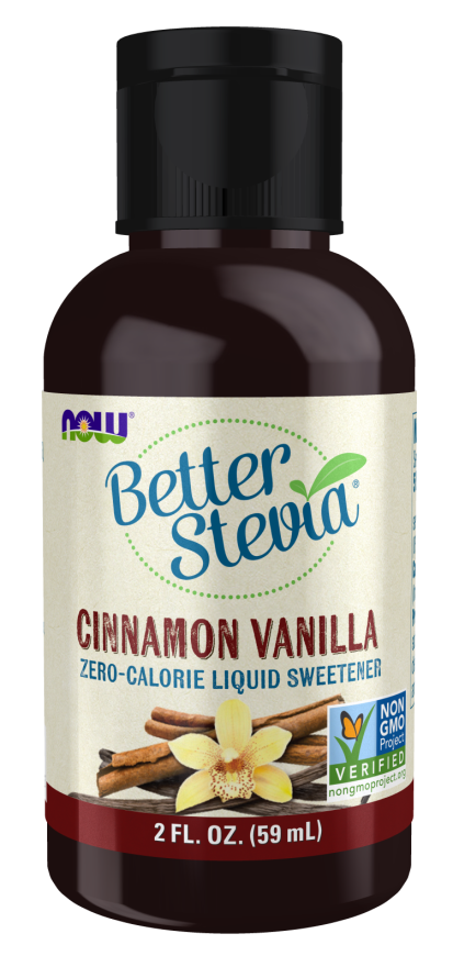 NOW Foods, Better Stevia, Liquid Zero-Calorie Sweetener, Cinnamon Vanilla Flavor, Certified Non-GMO, 2 Fl Oz