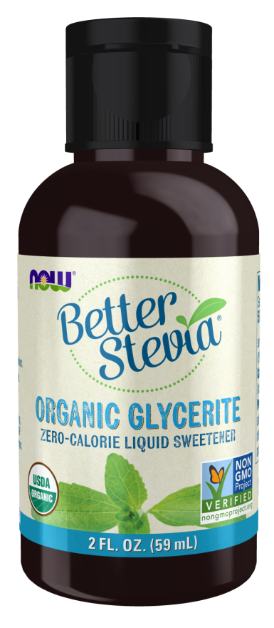 NOW Foods, Better Stevia Liquid, Glycerite, Zero-Calorie Liquid Sweetener, Low Glycemic Impact, Certified Non-GMO, 2-Ounce