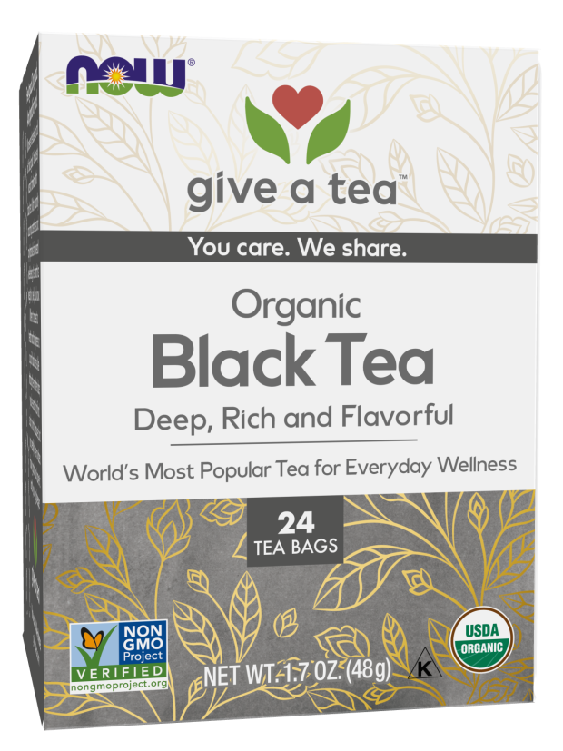 NOW Foods, Give a Tea™ Organic Black Tea, Robust, Rich Flavor with Naturally Occurring Caffeine, 24-Count