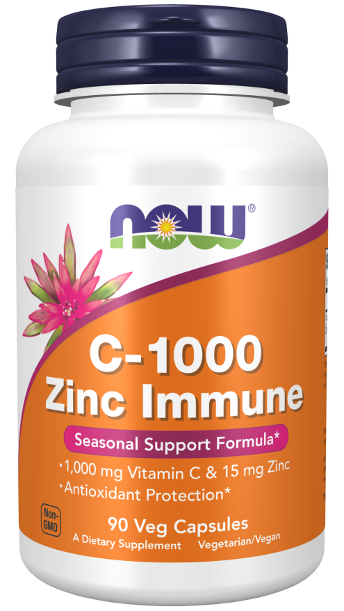 NOW Supplements, C-1000 & Zinc Immune, Seasonal Support Formula*, Antioxidant Protection*, 90 Veg Capsules