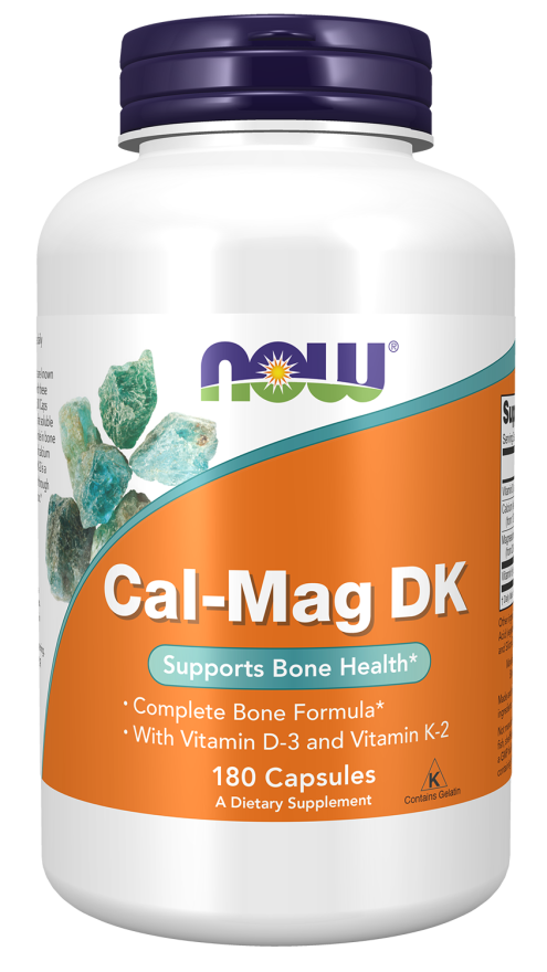 NOW Supplements, Cal-Mag DK with Vitamin D-3 and Vitamin K-2, Supports Bone Health*, 180 Capsules