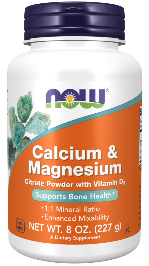 NOW Supplements, Calcium & Magnesium Citrate Powder with Vitamin D3, Supports Bone Health*, 8-Ounce