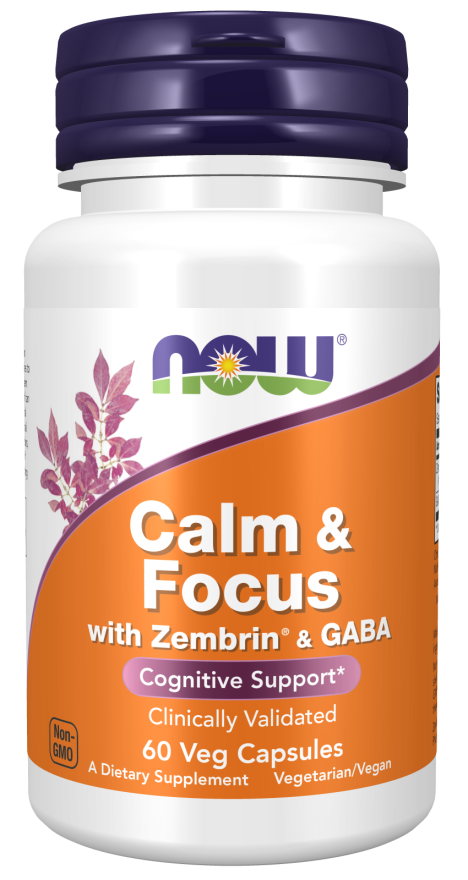 NOW Supplements Calm & Focus with Zembrin® & GABA, Cognitive Support*, Clinically Validated, 60 Veg Capsules