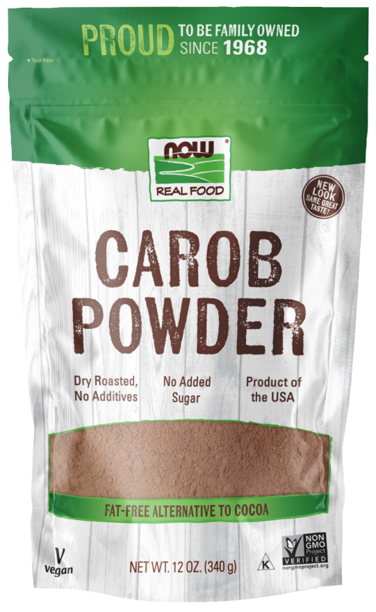Carob Powder, Dry Roasted, 12 oz, NOW Foods