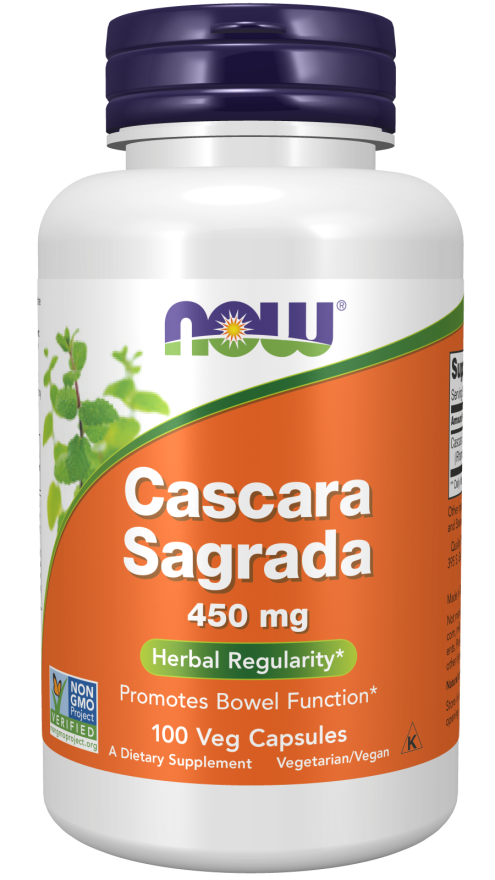 NOW Supplements, Cascara Sagrada (Rhamnus purshiana) 450 mg, Herbal Regularity*, 100 Veg Capsules