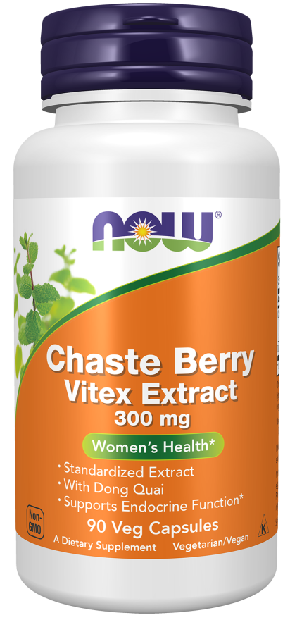 NOW Supplements, Chaste Berry Vitex Extract 300 mg with Dong Quai, Women's Health*, 90 Veg Capsules