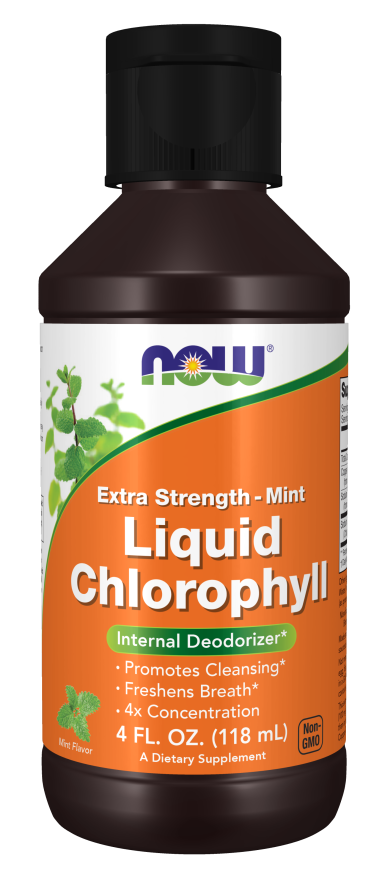 NOW Supplements, Extra Strength Liquid Chlorophyll, Mint, Internal Deodorizer*, Promotes Cleansing, 4 OZ