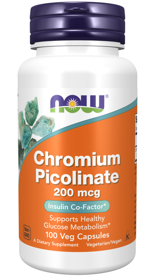 NOW Supplements, Chromium Picolinate 200 mcg, Insulin Co-Factor*, 100 Veg Capsules