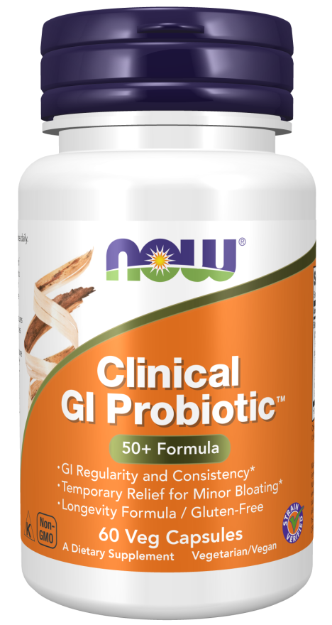 NOW Supplements, Clinical GI Probiotic™, 50+ Formula, Strain Verified, 60 Veg Capsules