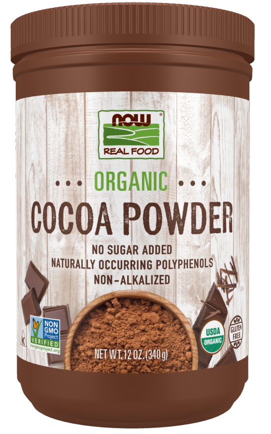 NOW Foods Organic Cocoa Powder, Unsweetened-12 oz